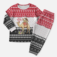 Yemen Christmas Pajama Set with Camel Leopard Falcon Red Black White Snowflake - Wonder Print Shop