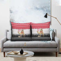 Yemen Christmas Pillow Cover with Camel Leopard Falcon Red Black White Snowflake - Wonder Print Shop