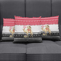 Yemen Christmas Pillow Cover with Camel Leopard Falcon Red Black White Snowflake - Wonder Print Shop