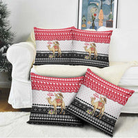 Yemen Christmas Pillow Cover with Camel Leopard Falcon Red Black White Snowflake - Wonder Print Shop