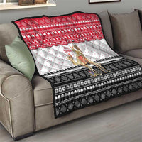 Yemen Christmas Quilt with Camel Leopard Falcon Red Black White Snowflake - Wonder Print Shop