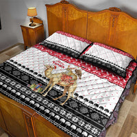 Yemen Christmas Quilt Bed Set with Camel Leopard Falcon Red Black White Snowflake - Wonder Print Shop