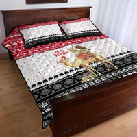 Yemen Christmas Quilt Bed Set with Camel Leopard Falcon Red Black White Snowflake - Wonder Print Shop