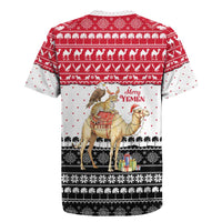 Yemen Christmas Rugby Jersey with Camel Leopard Falcon Red Black White Snowflake - Wonder Print Shop