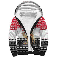 Yemen Christmas Sherpa Hoodie with Camel Leopard Falcon Red Black White Snowflake - Wonder Print Shop