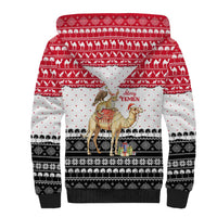 Yemen Christmas Sherpa Hoodie with Camel Leopard Falcon Red Black White Snowflake - Wonder Print Shop