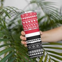 Yemen Christmas Skinny Tumbler with Camel Leopard Falcon Red Black White Snowflake - Wonder Print Shop