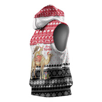 Yemen Christmas Sleeveless Hoodie with Camel Leopard Falcon Red Black White Snowflake - Wonder Print Shop