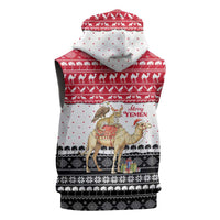 Yemen Christmas Sleeveless Zip Hoodie with Camel Leopard Falcon Red Black White Snowflake - Wonder Print Shop