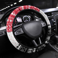 Yemen Christmas Steering Wheel Cover with Camel Leopard Falcon Red Black White Snowflake - Wonder Print Shop