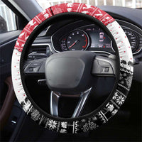 Yemen Christmas Steering Wheel Cover with Camel Leopard Falcon Red Black White Snowflake - Wonder Print Shop