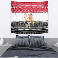 Yemen Christmas Tapestry with Camel Leopard Falcon Red Black White Snowflake - Wonder Print Shop