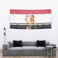 Yemen Christmas Tapestry with Camel Leopard Falcon Red Black White Snowflake - Wonder Print Shop
