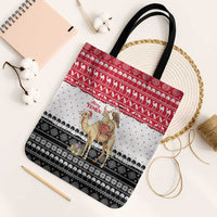 Yemen Christmas Tote Bag with Camel Leopard Falcon Red Black White Snowflake - Wonder Print Shop