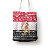 Yemen Christmas Tote Bag with Camel Leopard Falcon Red Black White Snowflake - Wonder Print Shop
