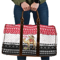 Yemen Christmas Travel Bag with Camel Leopard Falcon Red Black White Snowflake - Wonder Print Shop