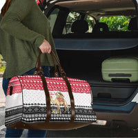 Yemen Christmas Travel Bag with Camel Leopard Falcon Red Black White Snowflake - Wonder Print Shop