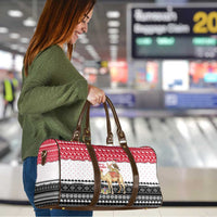 Yemen Christmas Travel Bag with Camel Leopard Falcon Red Black White Snowflake - Wonder Print Shop