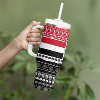 Yemen Christmas Tumbler With Handle with Camel Leopard Falcon Red Black White Snowflake - Wonder Print Shop