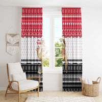 Yemen Christmas Window Curtain with Camel Leopard Falcon Red Black White Snowflake - Wonder Print Shop