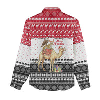 Yemen Christmas Women Casual Shirt with Camel Leopard Falcon Red Black White Snowflake - Wonder Print Shop