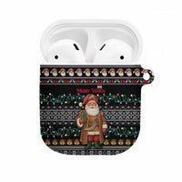 Yemen Christmas AirPods Case with Traditional Santa Black Snowflake Pattern and Festive Lights - Wonder Print Shop