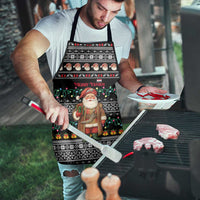 Yemen Christmas Apron with Traditional Santa Black Snowflake Pattern and Festive Lights - Wonder Print Shop