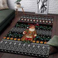 Yemen Christmas Area Rug with Traditional Santa Black Snowflake Pattern and Festive Lights - Wonder Print Shop