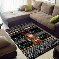Yemen Christmas Area Rug with Traditional Santa Black Snowflake Pattern and Festive Lights - Wonder Print Shop