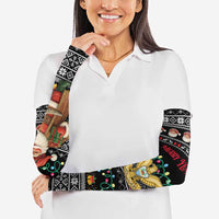 Yemen Christmas Arm Sleeves with Traditional Santa Black Snowflake Pattern and Festive Lights - Wonder Print Shop