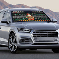 Yemen Christmas Auto Sun Shade with Traditional Santa Black Snowflake Pattern and Festive Lights - Wonder Print Shop