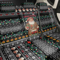 Yemen Christmas Back Car Seat Cover with Traditional Santa Black Snowflake Pattern and Festive Lights - Wonder Print Shop