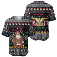 Yemen Christmas Baseball Jersey with Traditional Santa Black Snowflake Pattern and Festive Lights - Wonder Print Shop