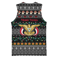Yemen Christmas Basketball Jersey with Traditional Santa Black Snowflake Pattern and Festive Lights - Wonder Print Shop