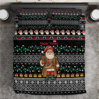 Yemen Christmas Bedding Set with Traditional Santa Black Snowflake Pattern and Festive Lights - Wonder Print Shop
