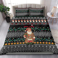 Yemen Christmas Bedding Set with Traditional Santa Black Snowflake Pattern and Festive Lights - Wonder Print Shop