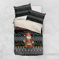 Yemen Christmas Bedding Set with Traditional Santa Black Snowflake Pattern and Festive Lights - Wonder Print Shop