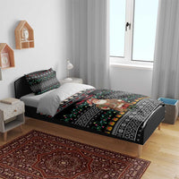 Yemen Christmas Bedding Set with Traditional Santa Black Snowflake Pattern and Festive Lights - Wonder Print Shop