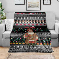 Yemen Christmas Blanket with Traditional Santa Black Snowflake Pattern and Festive Lights - Wonder Print Shop
