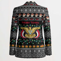 Yemen Christmas Blazer with Traditional Santa Black Snowflake Pattern and Festive Lights - Wonder Print Shop