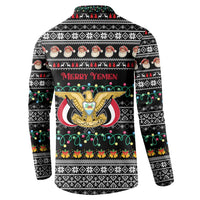 Yemen Christmas Button Sweatshirt with Traditional Santa Black Snowflake Pattern and Festive Lights - Wonder Print Shop