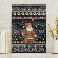 Yemen Christmas Canvas Wall Art with Traditional Santa Black Snowflake Pattern and Festive Lights - Wonder Print Shop