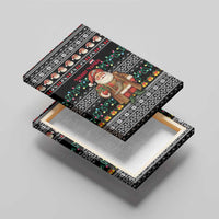 Yemen Christmas Canvas Wall Art with Traditional Santa Black Snowflake Pattern and Festive Lights - Wonder Print Shop