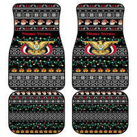 Yemen Christmas Car Mats with Traditional Santa Black Snowflake Pattern and Festive Lights - Wonder Print Shop