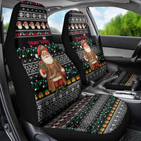 Yemen Christmas Car Seat Cover with Traditional Santa Black Snowflake Pattern and Festive Lights - Wonder Print Shop