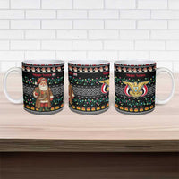 Yemen Christmas Ceramic Mug with Traditional Santa Black Snowflake Pattern and Festive Lights - Wonder Print Shop