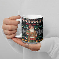 Yemen Christmas Ceramic Mug with Traditional Santa Black Snowflake Pattern and Festive Lights - Wonder Print Shop