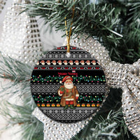 Yemen Christmas Ceramic Ornament with Traditional Santa Black Snowflake Pattern and Festive Lights - Wonder Print Shop