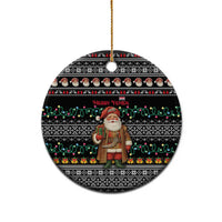 Yemen Christmas Ceramic Ornament with Traditional Santa Black Snowflake Pattern and Festive Lights - Wonder Print Shop