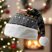 Yemen Christmas Santa Hat with Traditional Santa Black Snowflake Pattern and Festive Lights - Wonder Print Shop